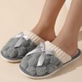 thumbnail image 2 of Slippers for Women,Ladies Fashion Winter Warm Solid Color Headed Flat Bottom Slippers,Womens Slippers,Grey,9.5, 2 of 9