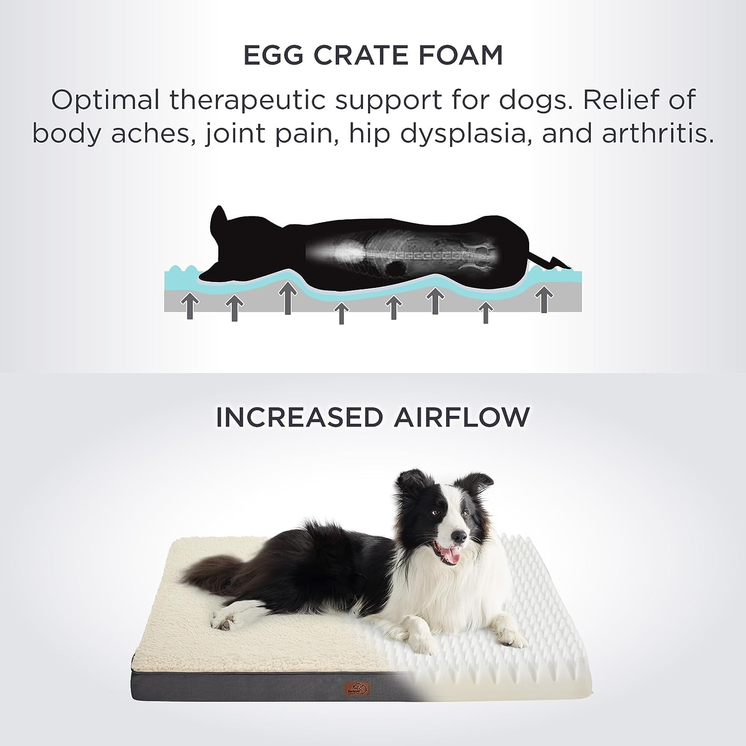 Cozy Comfort Orthopedic Dog Bed for Large Dogs, with Removable Washable Cover, Egg Crate Foam Pet Bed Mat, Suitable for Dogs Up to 65lbs