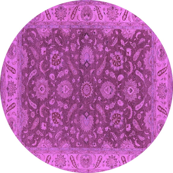 Ahgly Company Indoor Round Oriental Purple Industrial Area Rugs, 4' Round