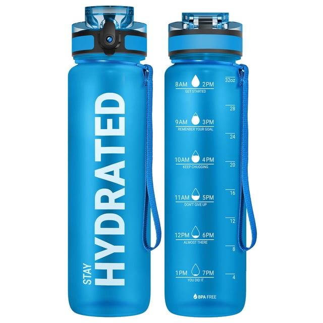 Botella de agua Sahara Sailor de 1 litro con marcador de tiempo, tritán, sin BPA