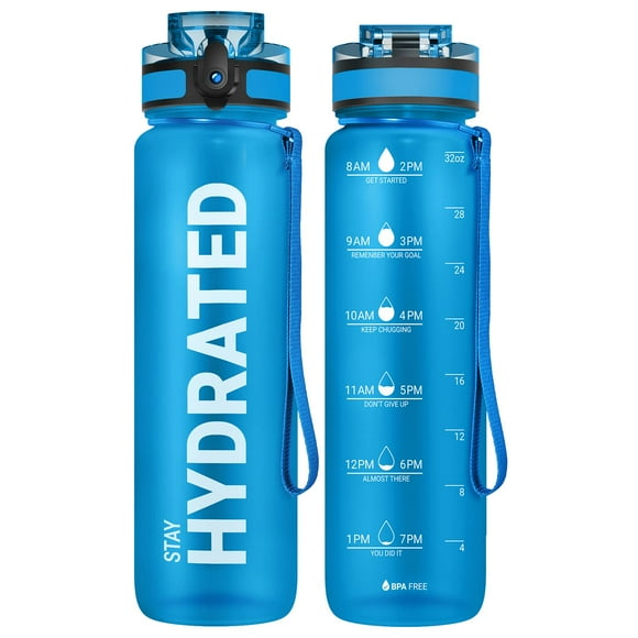 Botella de agua Sahara Sailor de 1 litro con marcador de tiempo, tritán, sin BPA