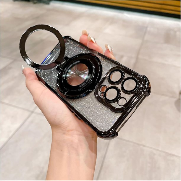 Spida Mount - Funda para teléfono con cojín de aire de 4 esquinas, Airbag anticaída para iPhone con soporte de anillo invisible, para iPhone 15 14 13 12 11 Pro Max Plus (para iPhone14PRO MAX, Style-1-
