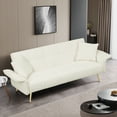 thumbnail image 3 of Glavbiku 70" Velvet Futon Loveseat,Convertible Daybed with Folding Armrests for Living Room,Beige, 3 of 12