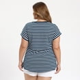 thumbnail image 3 of DARING DIVA Women's Plus Striped Raglan Sleeve Crew Neck T-Shirts Blouses 2X Navy Blue, 3 of 6