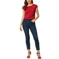 thumbnail image 2 of INSPIRE CHIC Women's Cap Sleeve Silky Blouse Round Neck Pleated Casual Elegant Top, 2 of 6