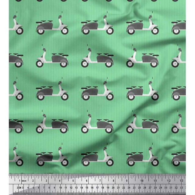 Soimoi Modal Satin Fabric Stripe & Scooter Transport Fabric Prints by Yard 42 Inch Wide