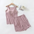 thumbnail image 2 of Tnhcen Women's Summer Modal Pajama Set Built-in Bra Camisole Shorts Sleepwear Loungewear Comfortable M-3XL Multiple Colors Available Pink, 2 of 5