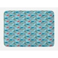 thumbnail image 1 of Nautical Bath Mat, Theme Doodle Smiling Sea Creatures as Sea Turtle Dolphin and Whale Print, Plush Bathroom Decor Mat with Non Slip Backing, 29.5" X 17.5", Multicolor, by Ambesonne, 1 of 2