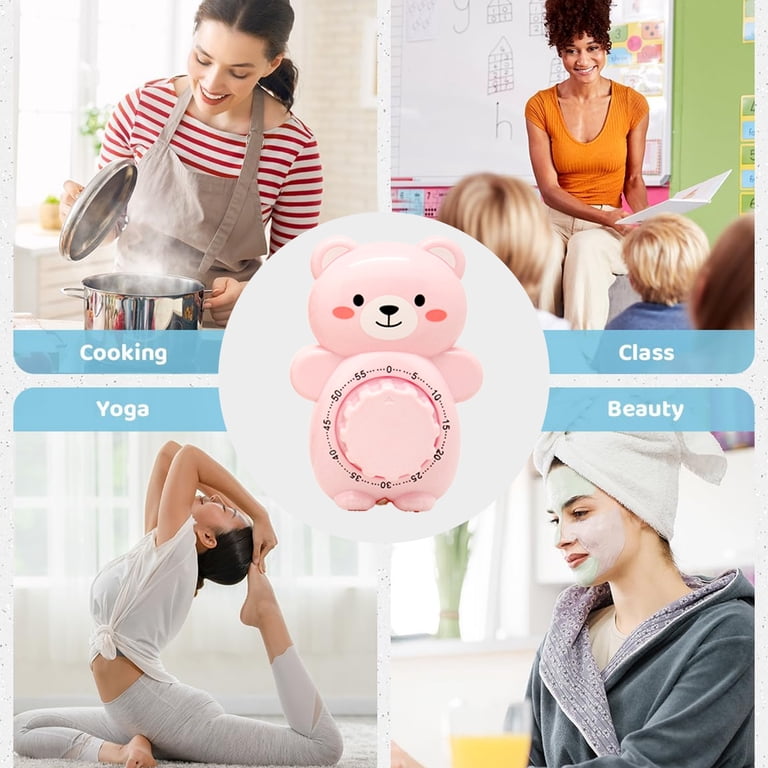 Cute Cartoon Bear Timers 60 Minutes Mechanical Kitchen Cooking Timer Clock Loud Alarm Counters Manual Timer - Pink - Walmart.com