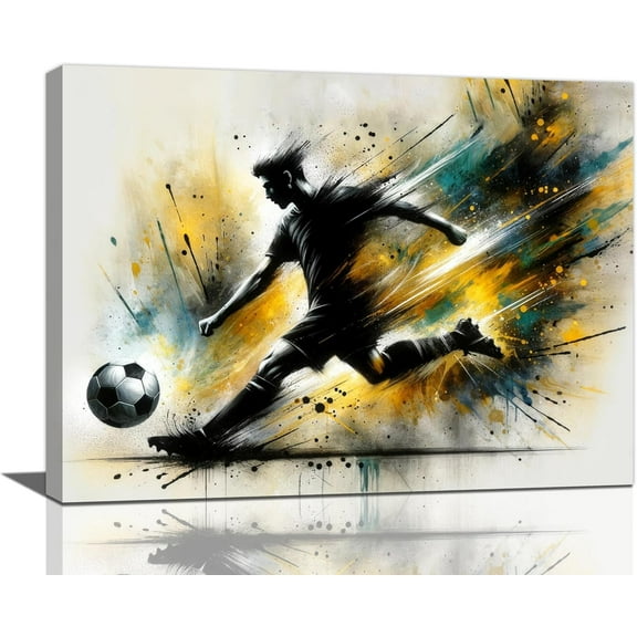 Aaheei Sport Soccer Wall Art Football Pictures Wall Decor Graffiti Teen Boys Canvas Painting Print Home Modern Artwork Decorations for Bathroom Living Room Bedroom Office