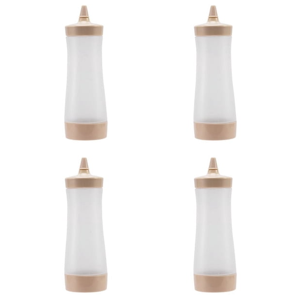 4X Botella exprimible para cocina, bote de plástico para salsa, vinagre, aceite, ketchup, vinagrera, dispensador de condimentos
