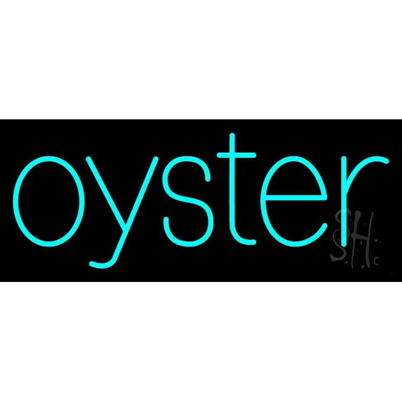 Oysters Turquoise LED Neon Sign 13" Tall x 32" Wide - inches Black Square Cut Acrylic Backing, with Dimmer - Premium built indoor Sign for Club, Home décor, Event, Workshop, Storefront.