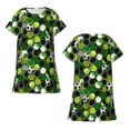 thumbnail image 5 of Salouo Soccer1 Print Short Sleeve Sleepshirt for Womens Comfy Nightgown Scoopneck Cute Nightdress Ruffle -Medium, 5 of 7