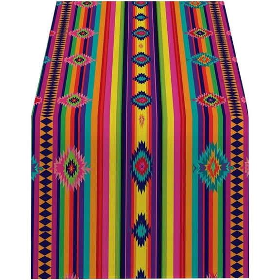 Yvsxxv Mexican Style Linen Table Runners Mexican Fiesta Party Colorful Striped Table Runners Kitchen Dining Table Decor