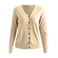thumbnail image 4 of Odeerbi Cardigan for Women Knitted Sweater Buttons Short Coat Long Sleeve 2025 Casual Solid Cardigan Blouse Beige, 4 of 4