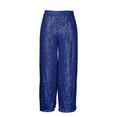 thumbnail image 4 of LRen Womens Straight Leg Sequin Pants Elastic High Waisted Bling Glitter Carnival Dance Pants Mardi Gras Night Out Clubwear Trousers, 4 of 7