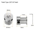 thumbnail image 2 of Uxcell 5pcs 2GT Timing Pulley 20T 5mm Bore 16mm Dia. Aluminum Timing Belt Pulley with Spanner for 10mm Width Belt, 2 of 6