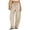 Light Brown, variant on Domzest Striped Pants for Women Drawstring Elastic High Waist Wide Leg Linen Blend Trousers Casual Comfy Palazzo Pants with Pockets Black XL