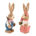 thumbnail image 4 of Luzkey 2pcs Straw Rabbit Ornaments, Statue, Easter Straw Bunny, Spring Table Decoration, Standing, Bunny Ornament, Woven Rabbit Figurine C, 4 of 8