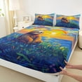 thumbnail image 3 of Feelyou Kawaii Brown Sloth Bed Sheets for Child, Rustic Farmhouse Sunset King Sheets, Chic Oil Printing Sheet Set, Luxury Bedroom Decor, 4 Pieces, 3 of 7