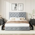 thumbnail image 2 of Amolife Queen Size Platform Bed Frame with Diamond-stitched Headboard and 4 Drawers, Light Gray, 2 of 7