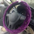 thumbnail image 6 of Crown Shape Rhinestone Plush Cute Steering Wheel Covers for Winter car Accessories Interior for Women, Black, 6 of 6