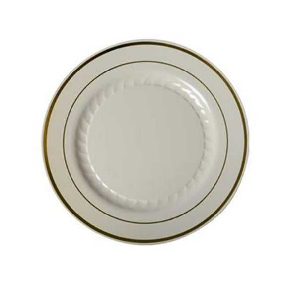 Fineline Settings 506-BO Bone & Gold Round Dessert Plate