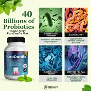 PureDentix Max Probiotic Supplement – 40 billion CFU, Extra Strength Formula for |Teeth Gums & Digestive Health | 180 Capsules