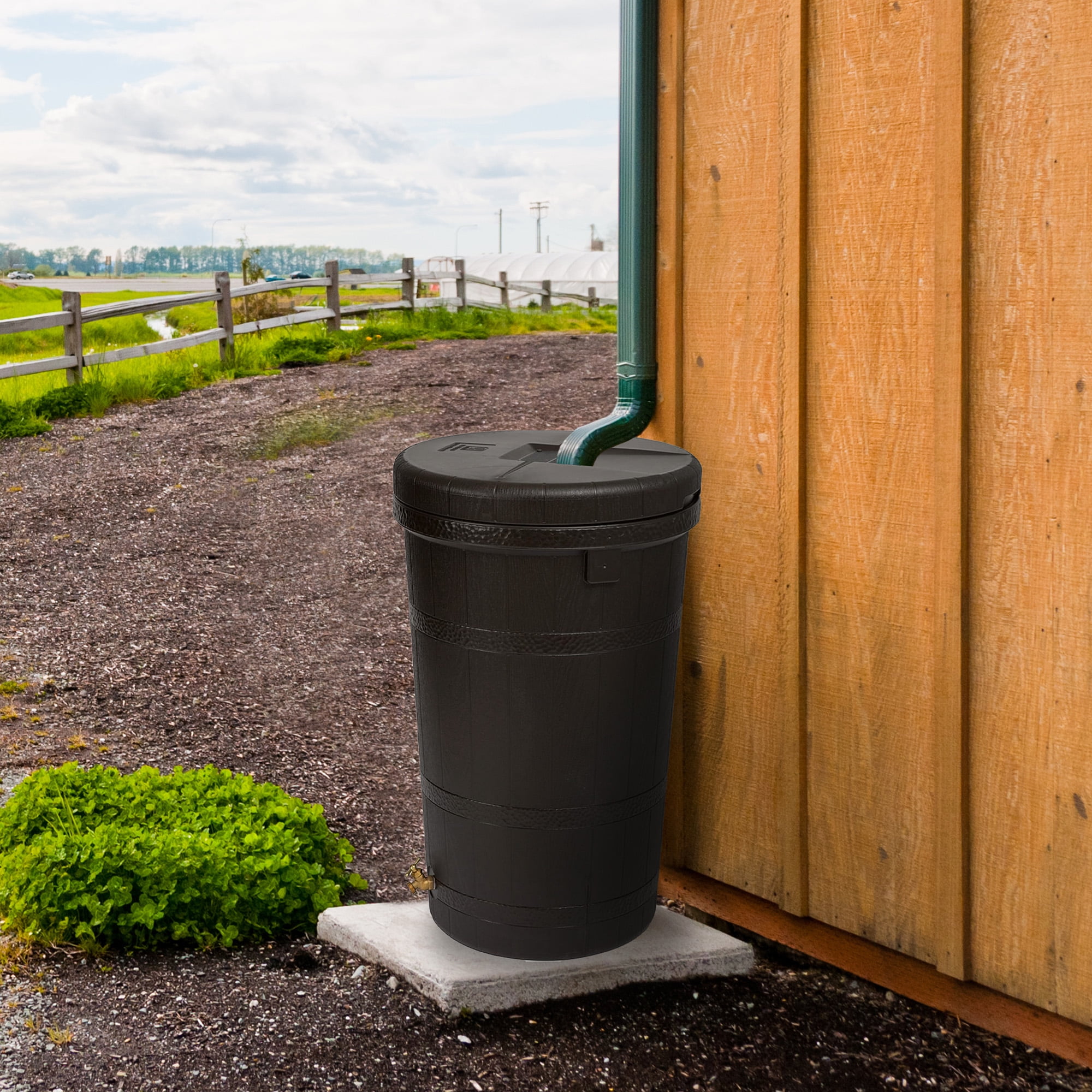 Good Ideas Aspen ECO 50 Gallon Rain Barrel Rain Collector Saver w/ Brass Spigot