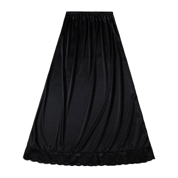 Squevariel Womens Short Mini Skirt with Floral Lace Hem Elastic Waist Loungewear Underdress