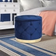 thumbnail image 2 of Joveco Velvet Storage Ottoman Footrest Stool 18.9"D Blue, 2 of 5