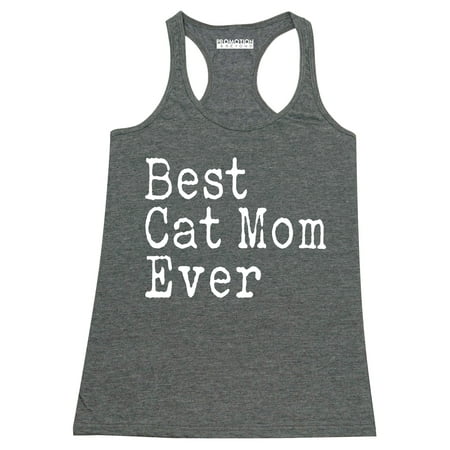 P&B Best Cat Mom Ever Funny Women's Tank Top, Heather Charcoal, (Best Tank For Thc Oil)