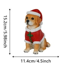 Meggemo Cute Christmas Hat Dog Figurines - Corgi/Bichon Frise/Labrador Styles - Shelf Decor For Christmas Home Festivities