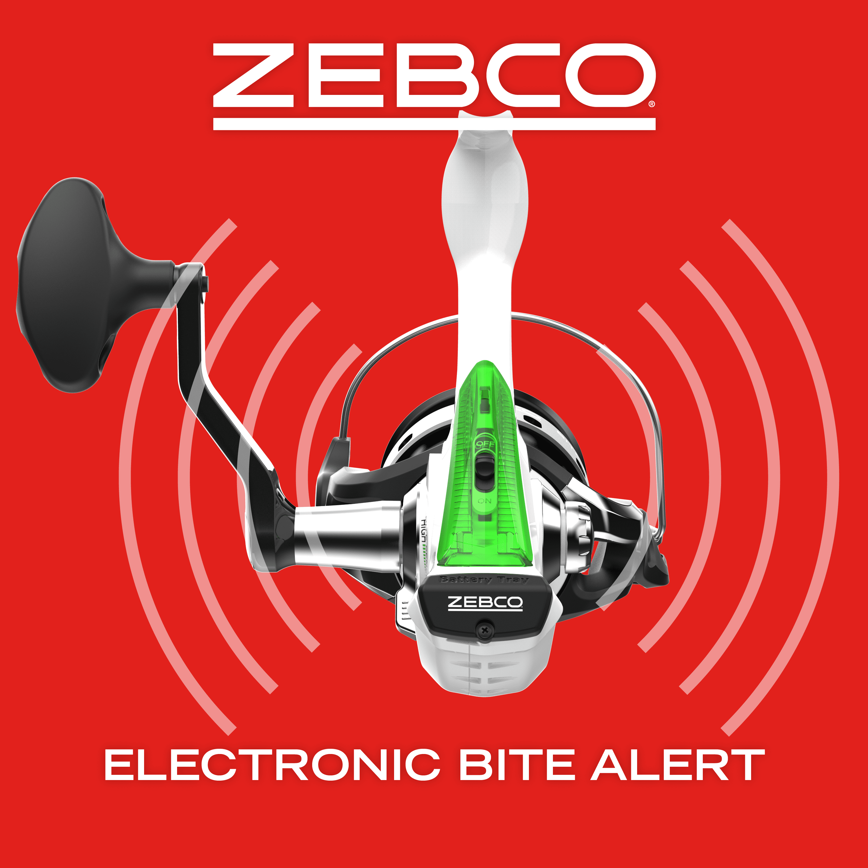 Zebco Bite Alert Spinning Reel and Fiberglass Fishing Rod Combo, 7 ft. 2-piece.