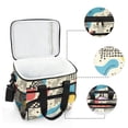 thumbnail image 6 of FORMRS Insulated Cooler Bag 24 Cans Capacity Soft Leakproof Lunch Box with Side Pockets, Blue Retro Print, 6 of 7