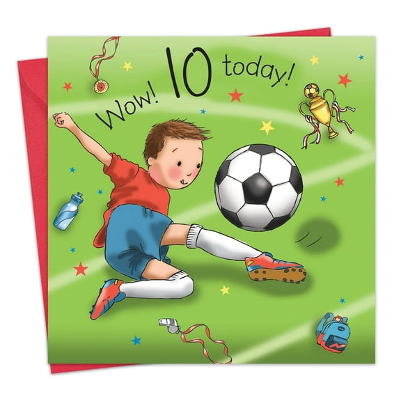Twizler 10th Birthday Card for Boys - Soccer - Children's Age 10 Happy Birthday Greeting Card for Son Grandson Nephew Kids