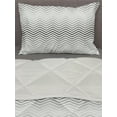 thumbnail image 3 of Grey Chevron Comforter & Sham Bedding Set, Minimalist Triangles Waves in Symmetric Lines Geometric Motif, 3 pcs Duvet Set Microfiber Filling Quilt, 5 Sizes, Pale Grey White, by Ambesonne, 3 of 4