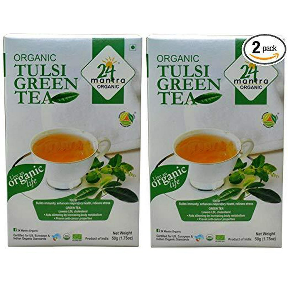 Organic Tulsi Green Tea100 Servings Pack of 2X50g (100g) 24 Mantra