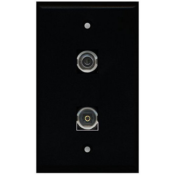 RiteAV - Black 1 Port Toslink 1 Port 3.5mm Wall Plate