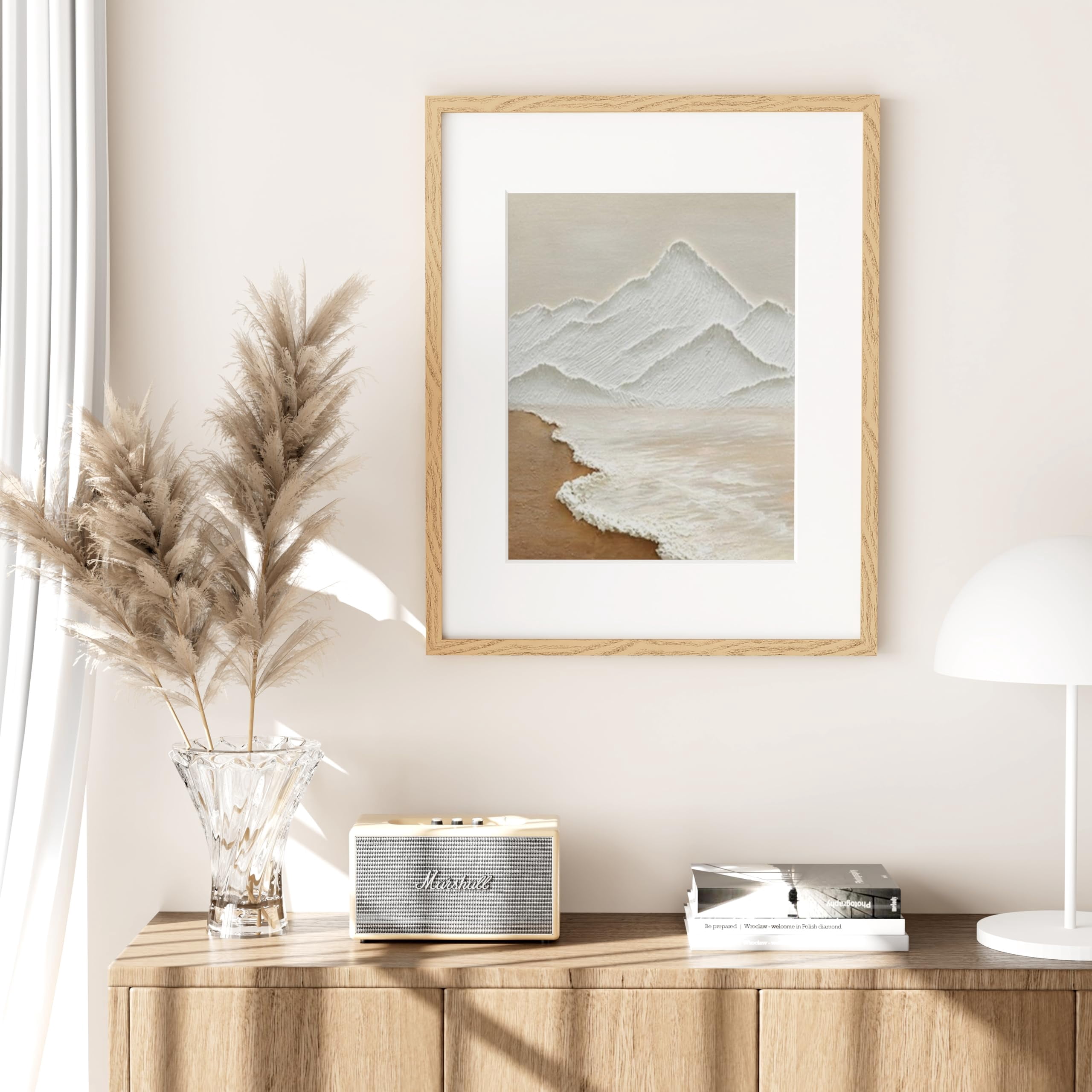 decorUhome 16x20 Picture Frame for Wall, Plexiglass, Displays Poster 11x14 with Mat or 16x20 without Mat, PVC Frame Material, Horizontal or Vertical Hanging, Natural wood