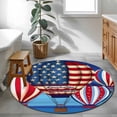 thumbnail image 4 of Independence Day Washable Round Area Rug 3 ft, America The Beautiful Red Blue USA Flag, Soft Non Slip Rugs Stain Repellent Indoor Felt Carpet for Living Dining Room Bedroom Home Office, 4 of 9