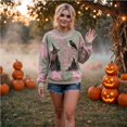thumbnail image 6 of Dweltoz Halloween Sweatshirt for Women Vintage Witch Graphic Crewneck Pullover Fall Spooky Sweater Casual Long Sleeve Top,Pink 2XL, 6 of 6