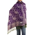 thumbnail image 3 of Falari Women's Reversible Paisley Woven Pashmina Shawl Wrap Scarf 80" x 27" Purple, 3 of 3