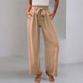 thumbnail image 2 of Clearance! Lisingtool Casual Pants for Women 2025 Trendy Women's Wide Leg Pants Lightweiht Adjustable Waist Bow Tie Loose Comfortable Casual Trousers With Pocket Khaki on Clearance, 2 of 9