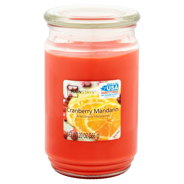 Mainstays Cranberry Mandarin Scented Single-Wick Large Glass Jar Candle, 20 oz., 2-Pack
