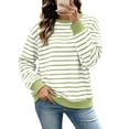 thumbnail image 4 of Hurxie Oversized Sweatshirt for Women Crewneck Striped Shirt Long Sleeve Tops Pullover Womens Fall Fashion, 4 of 8