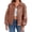 Light brown, variant on Womens Oversized Leather Bomber Jackets Cap Sleeve Zip Up Motorcycle Coats with Pockets