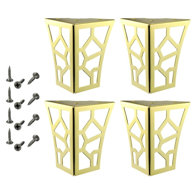 4 patas de mesa de metal con patrón hueco, elevadores de muebles clásicos, patas de gabinete para Oro