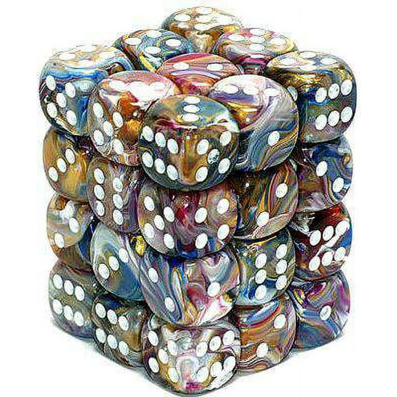 Chessex 6-Sided d6 Festive Dice Pack (Carousel & White)