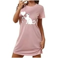 thumbnail image 3 of Aboser Petite Nightgowns for Women Cute Cat Graphic Nightdress Short Sleeve Crewneck Sleepwear Comfort Soft Short Pajama Dress Casual Loose Fit Lounge Night Gown, 3 of 7